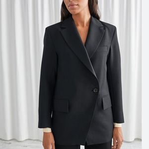 & Other Stories Black Asymmetric Blazer Sz 2